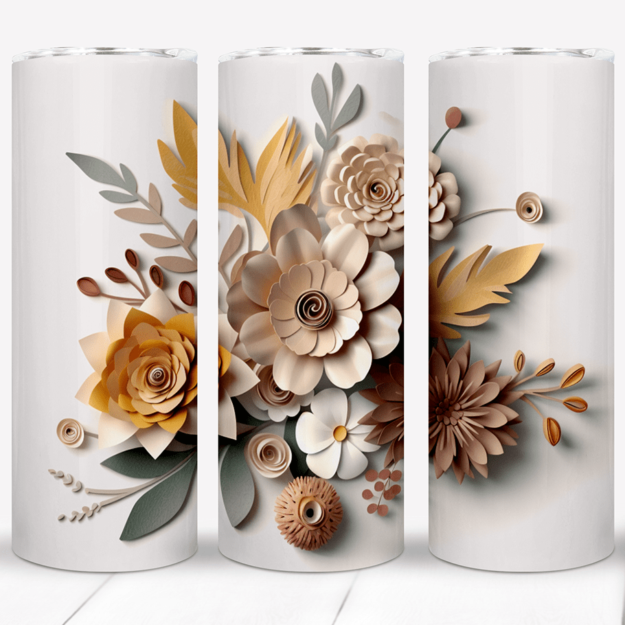 Floral Mustard 3D - Printed Tumbler - Alisha Cottom by Design